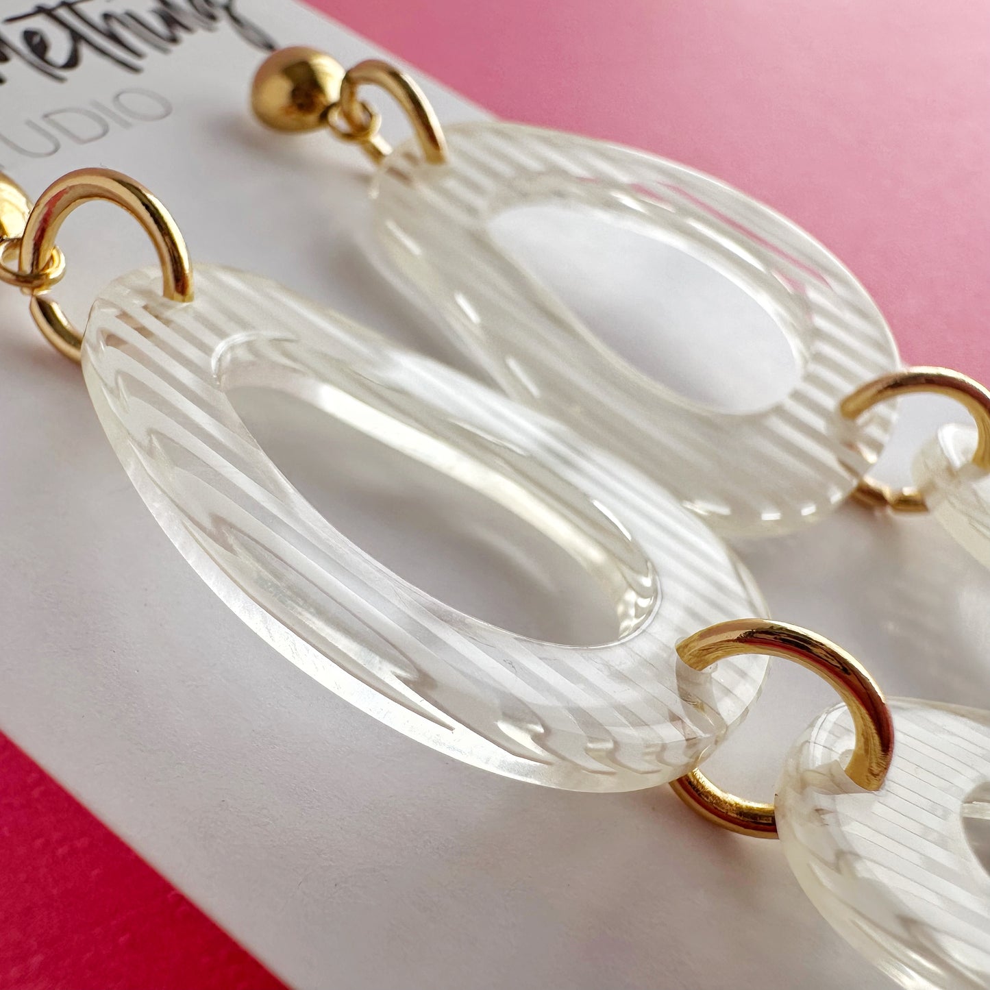 White Striped Organic Triple Teardrops
