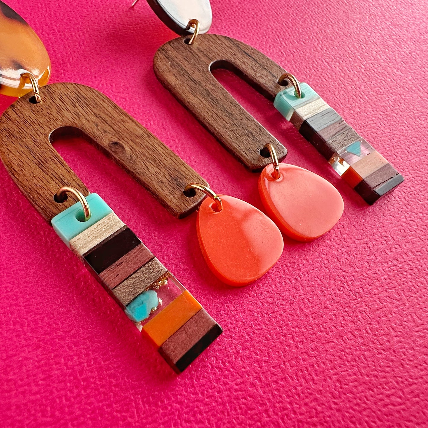 Boho Wood & Resin Arch Dangles