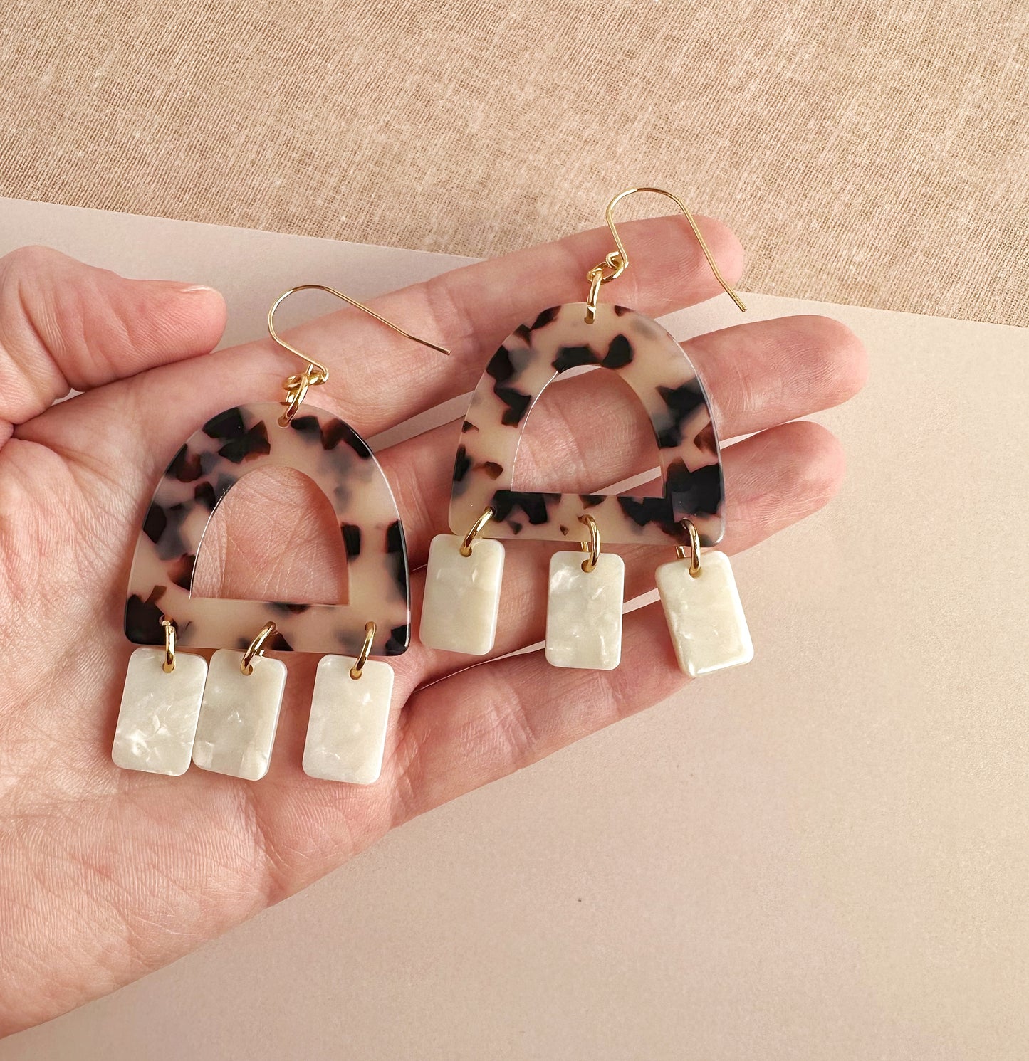 Tortoiseshell Arches with Ivory Dangles