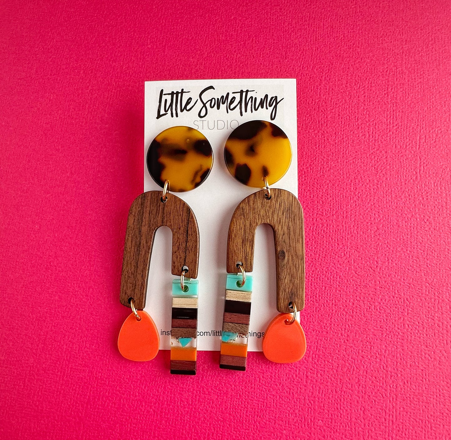 Boho Wood & Resin Arch Dangles