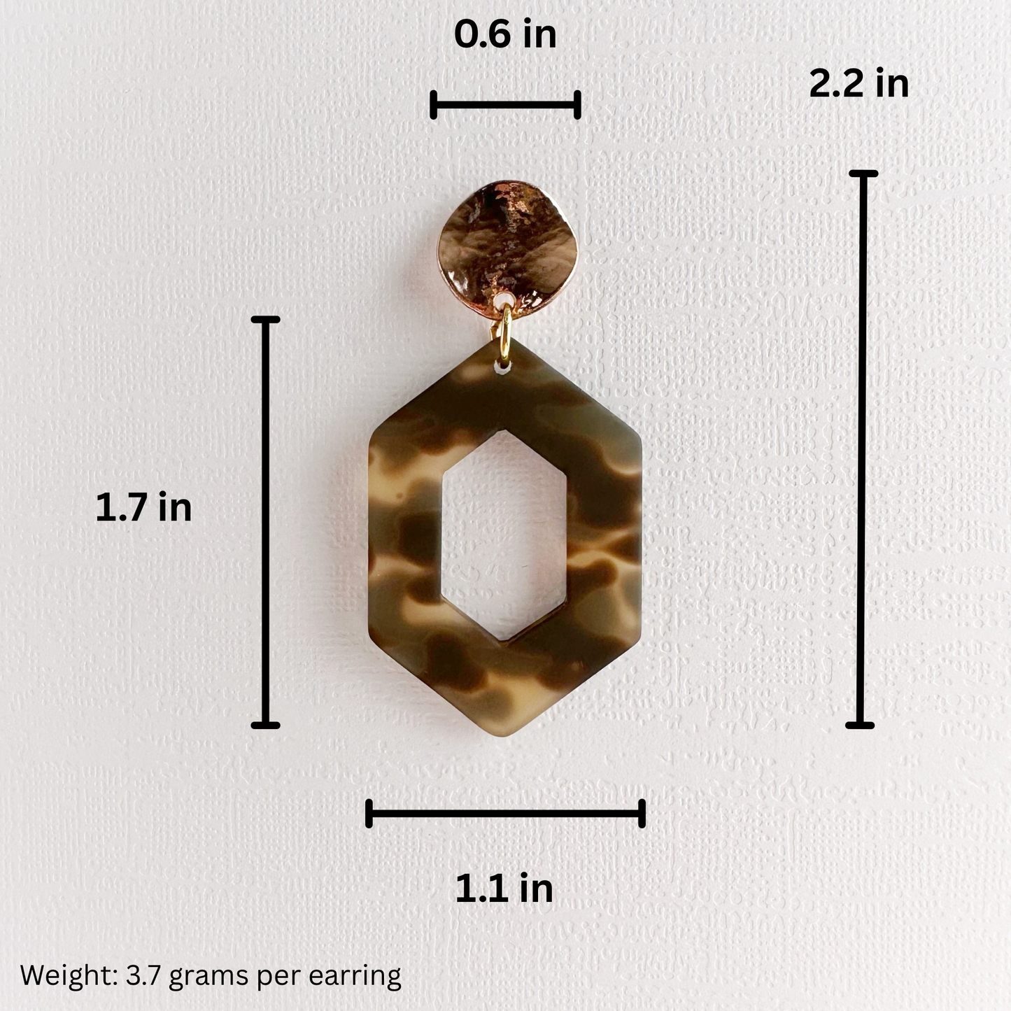 Matte Tortoiseshell Hexagon Dangles