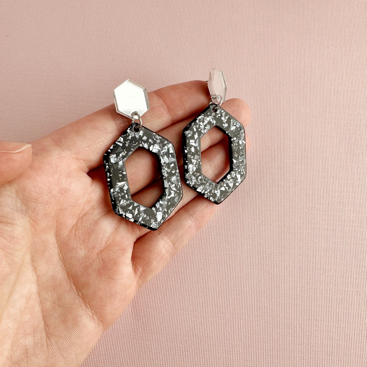 Chunky Glitter Hexagon Party Dangles