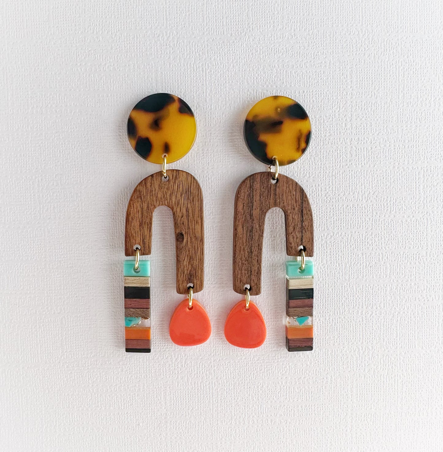 Boho Wood & Resin Arch Dangles