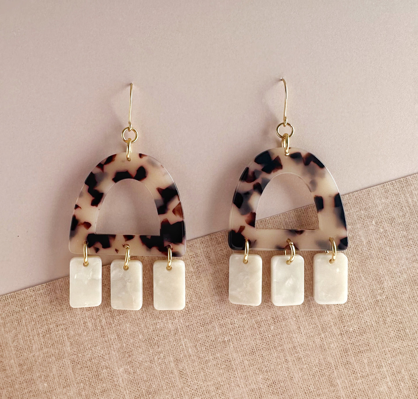 Tortoiseshell Arches with Ivory Dangles