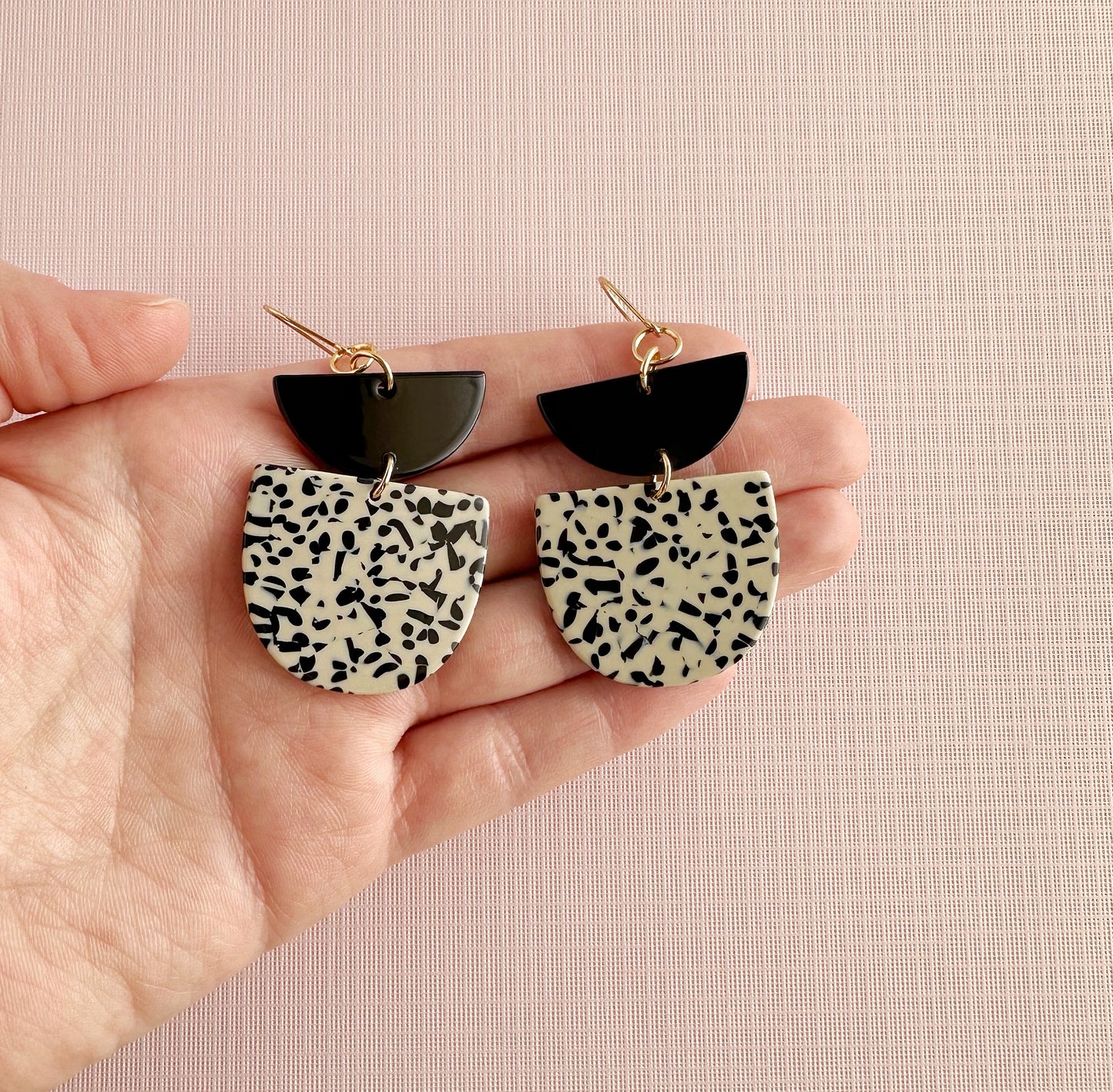 Geometric Dalmatian Print Dangles