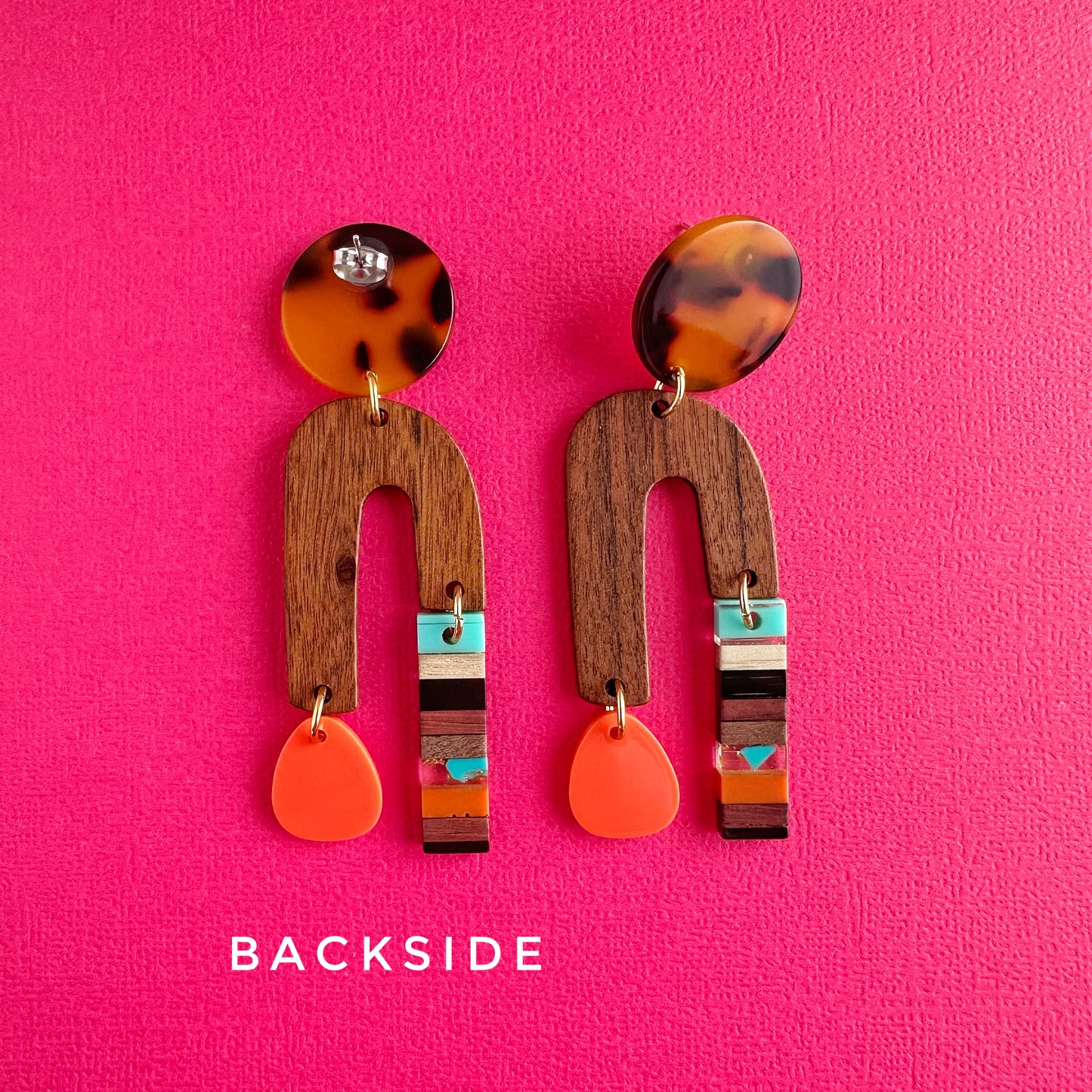 Boho Wood & Resin Arch Dangles