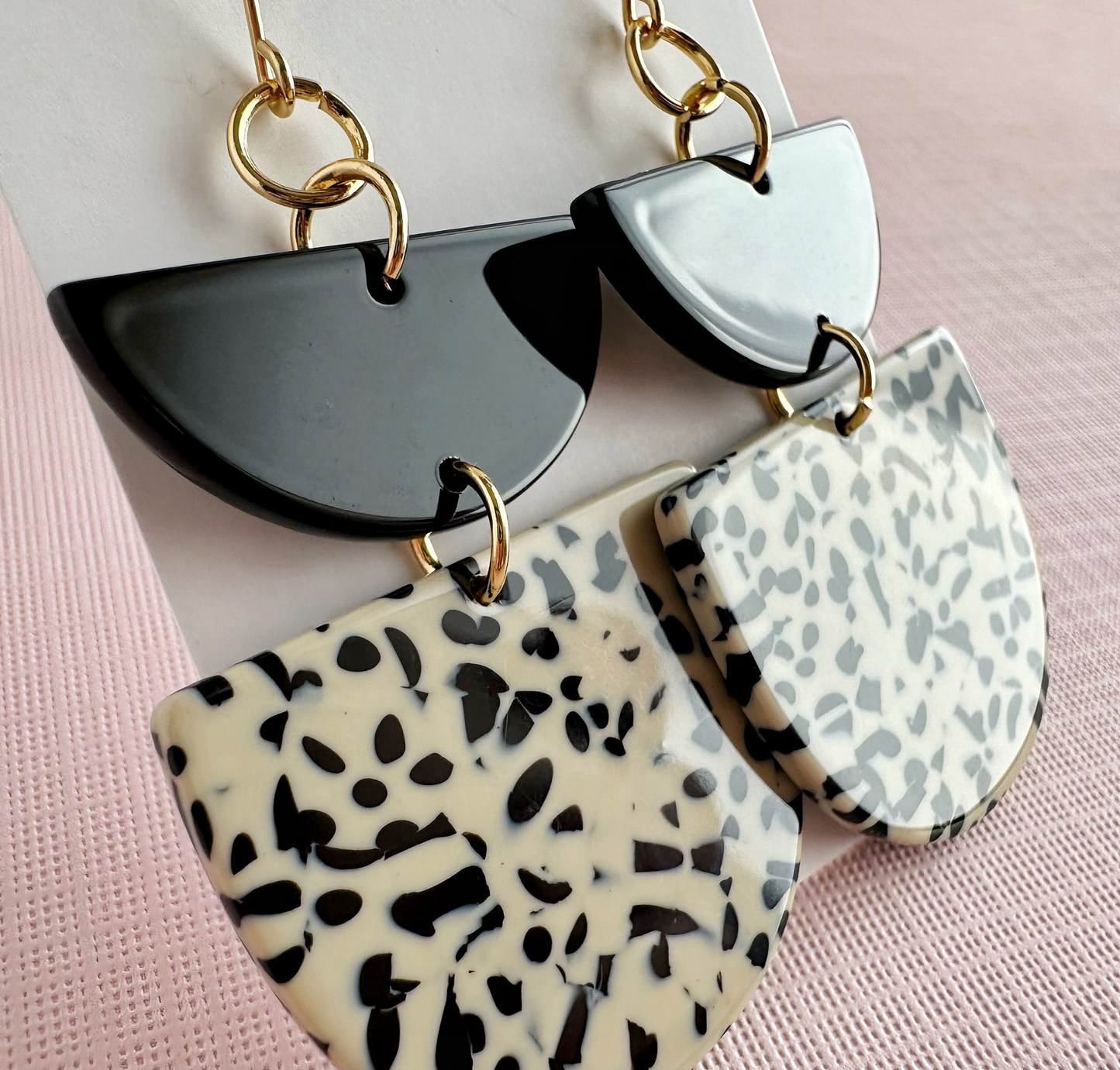Geometric Dalmatian Print Dangles