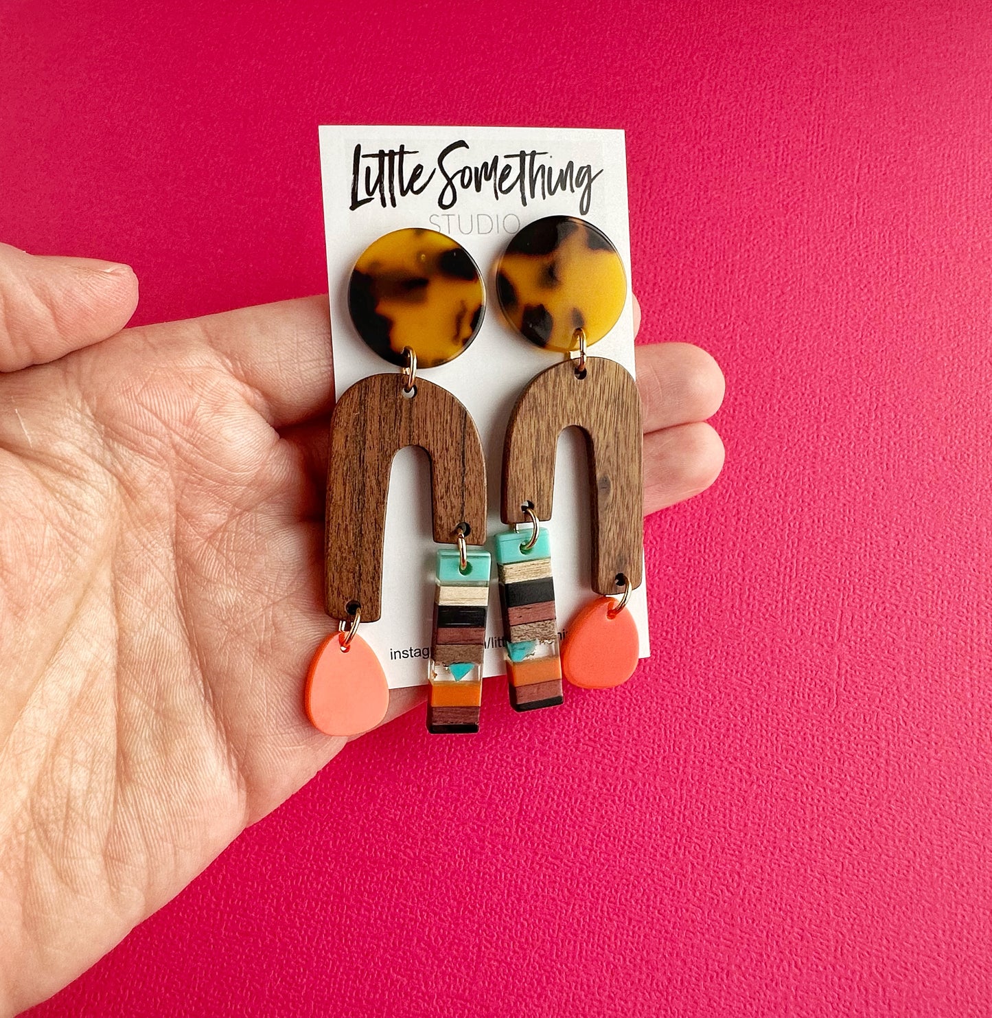 Boho Wood & Resin Arch Dangles