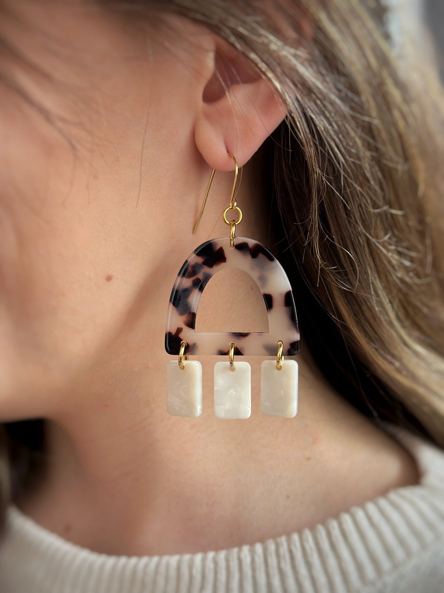Tortoiseshell Arches with Ivory Dangles