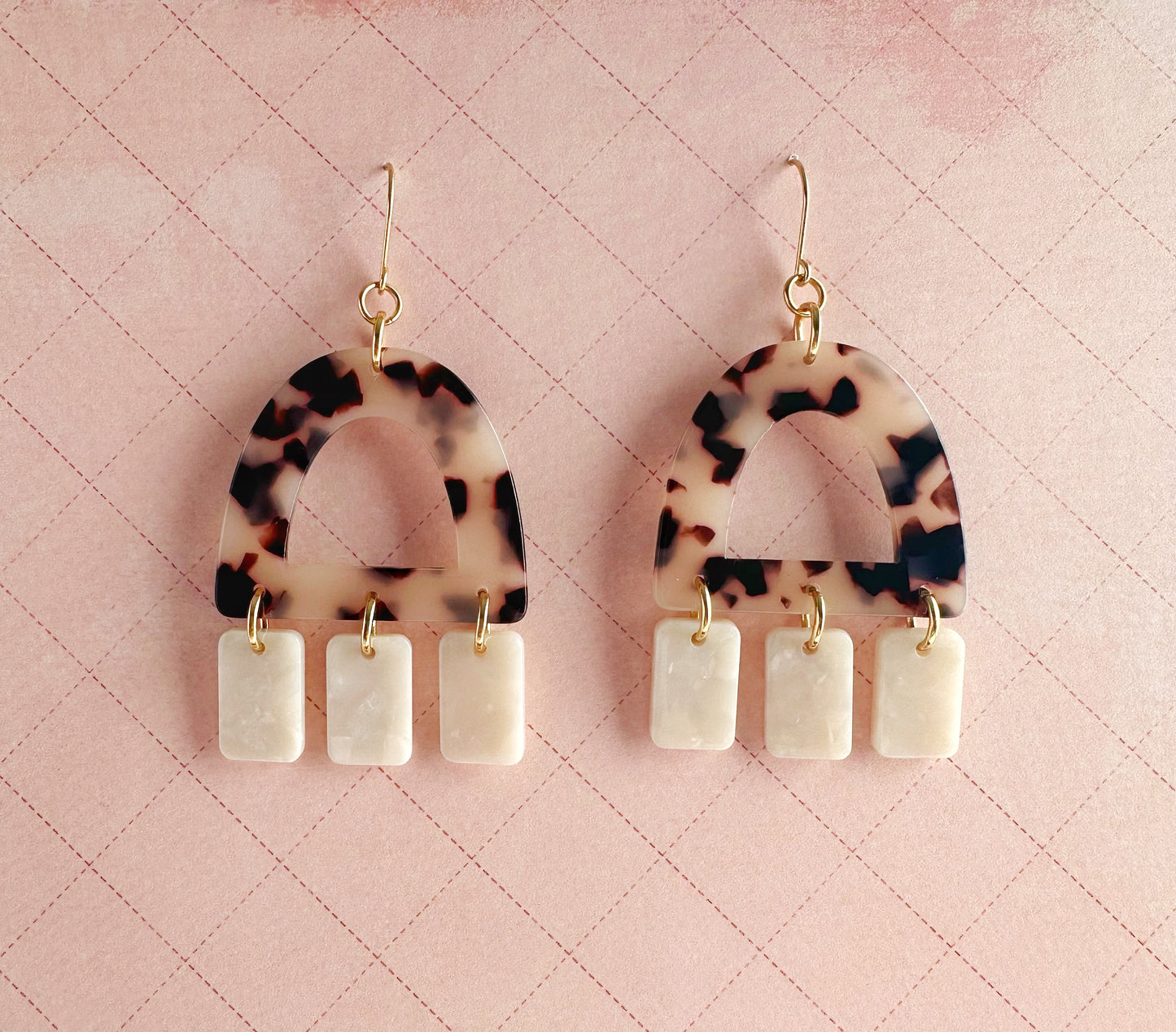 Tortoiseshell Arches with Ivory Dangles