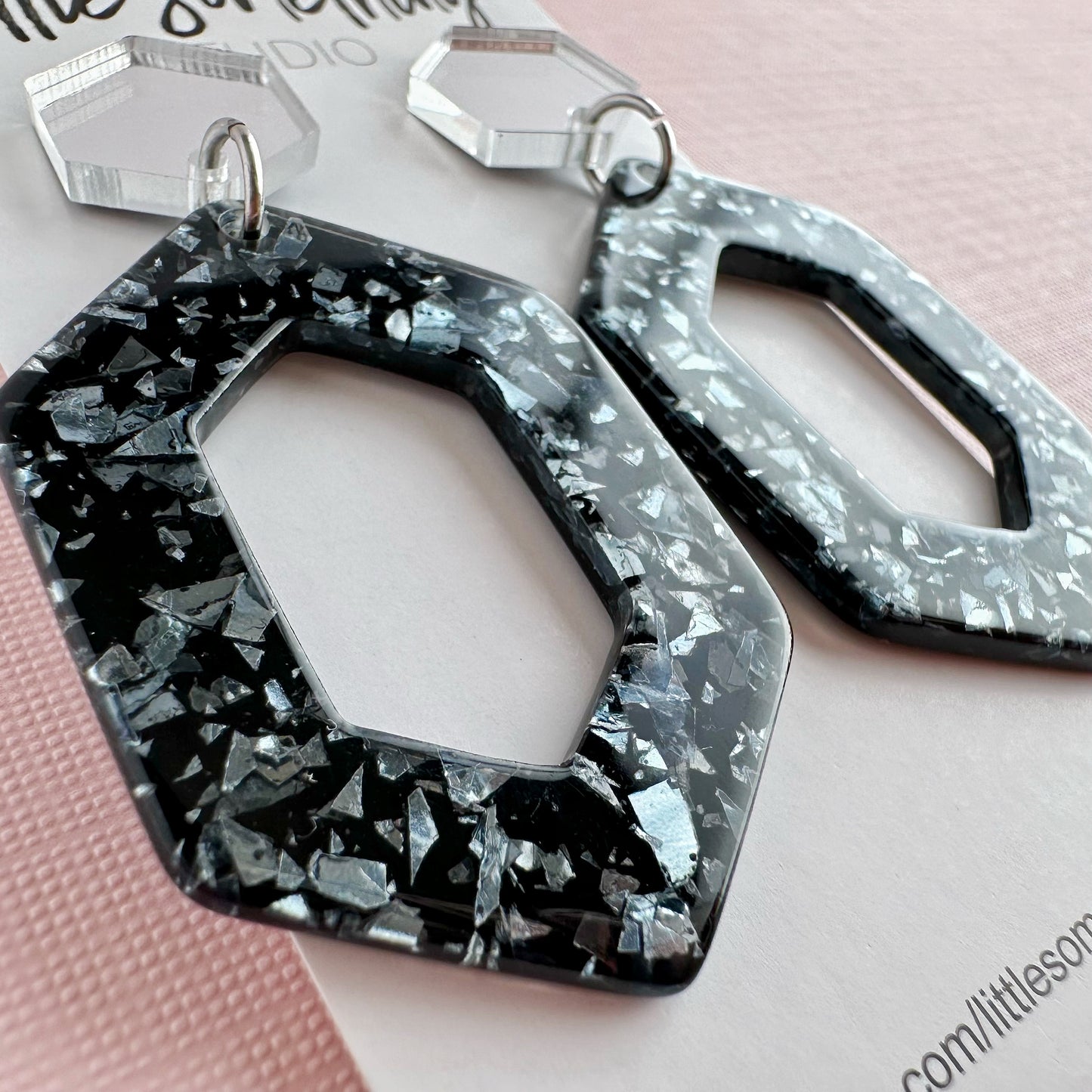 Chunky Glitter Hexagon Party Dangles