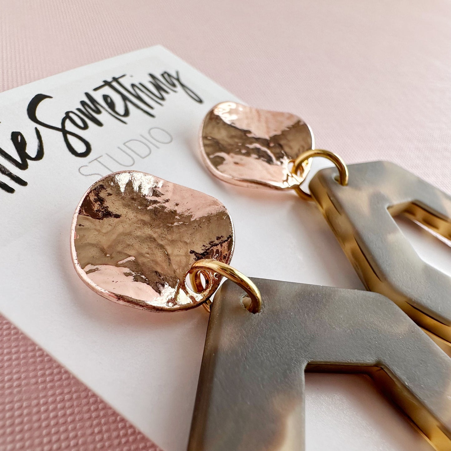 Matte Tortoiseshell Hexagon Dangles