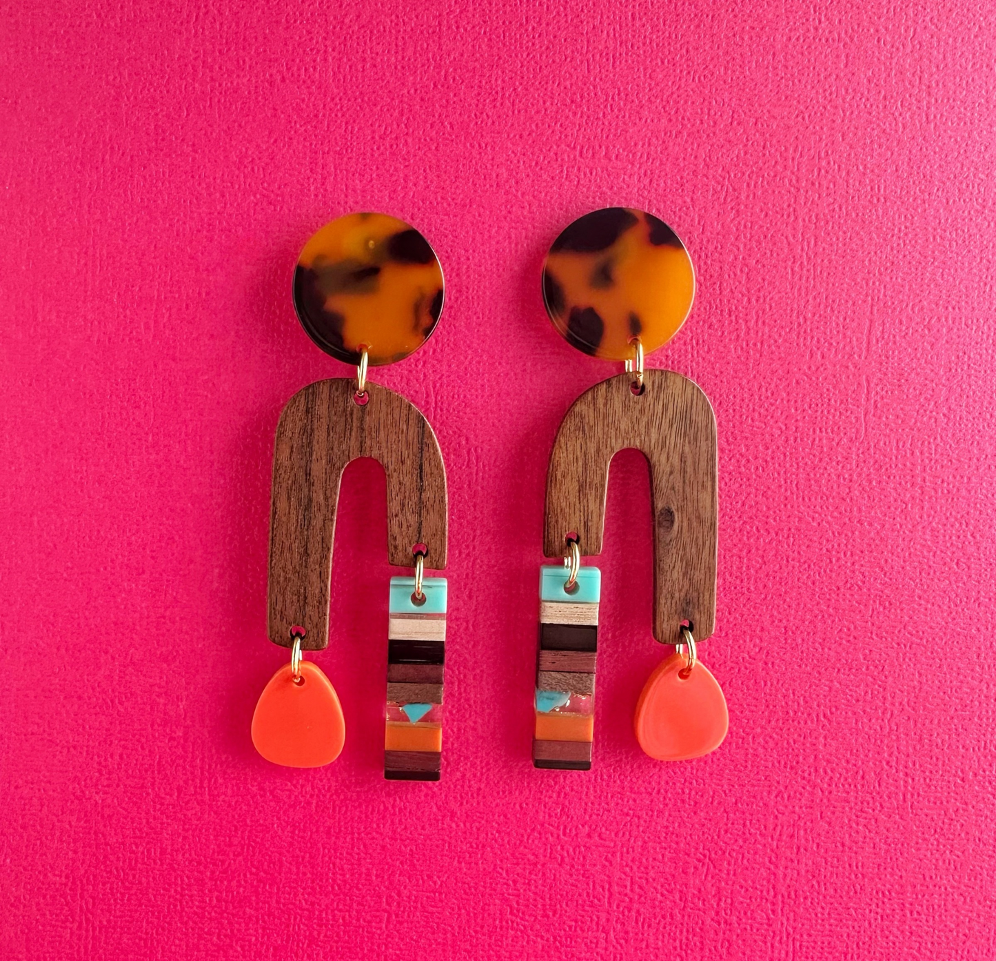 Boho Wood & Resin Arch Dangles