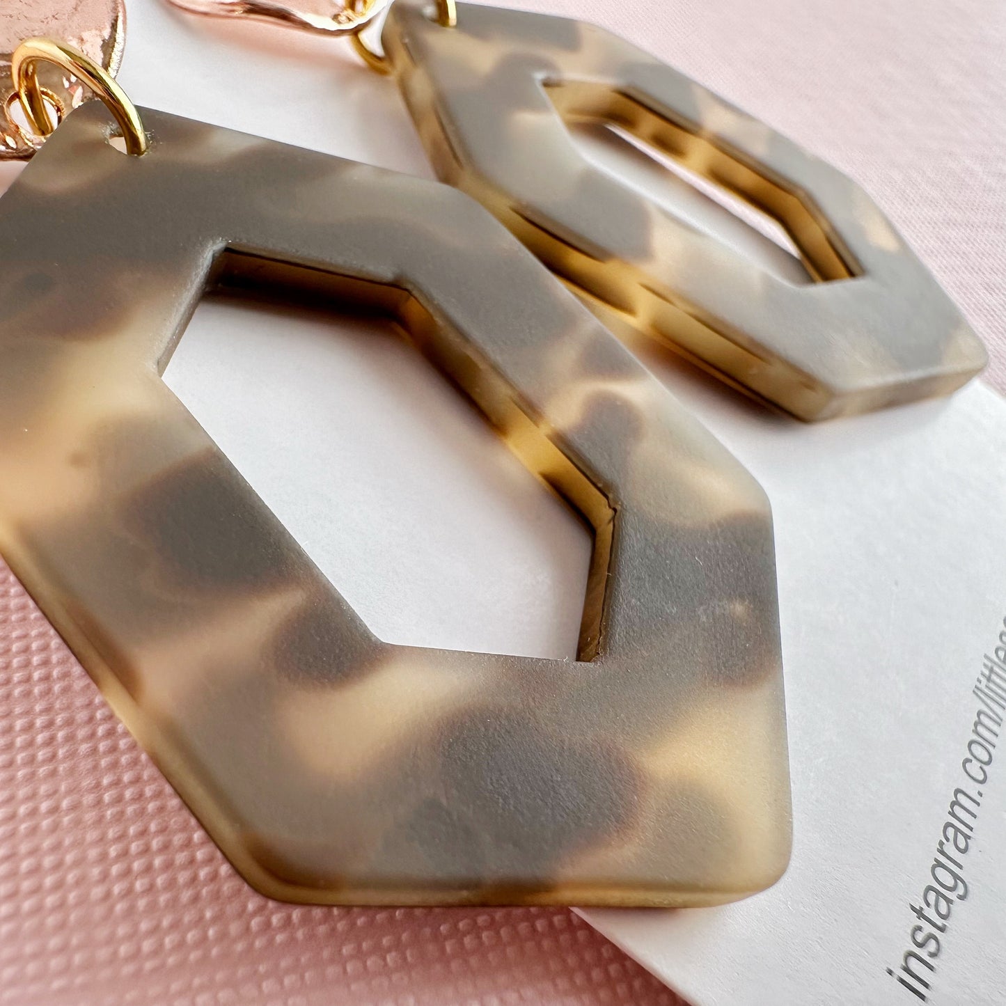 Matte Tortoiseshell Hexagon Dangles