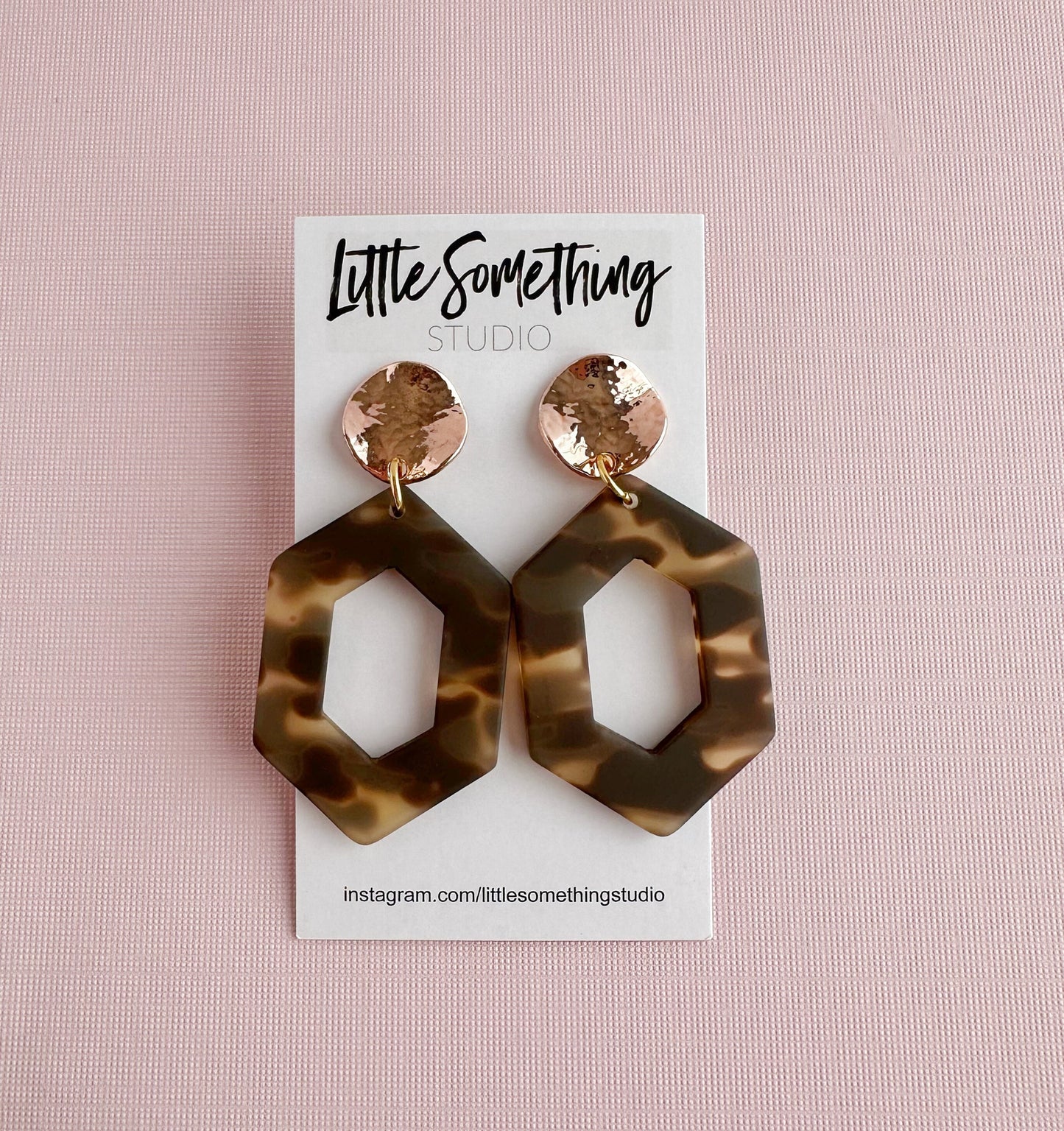 Matte Tortoiseshell Hexagon Dangles