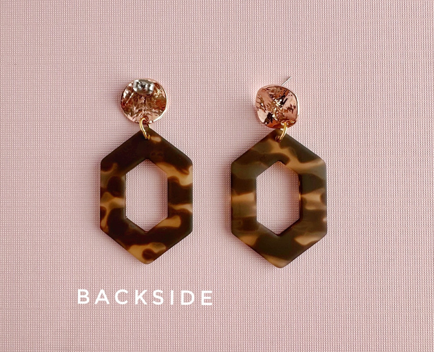 Matte Tortoiseshell Hexagon Dangles