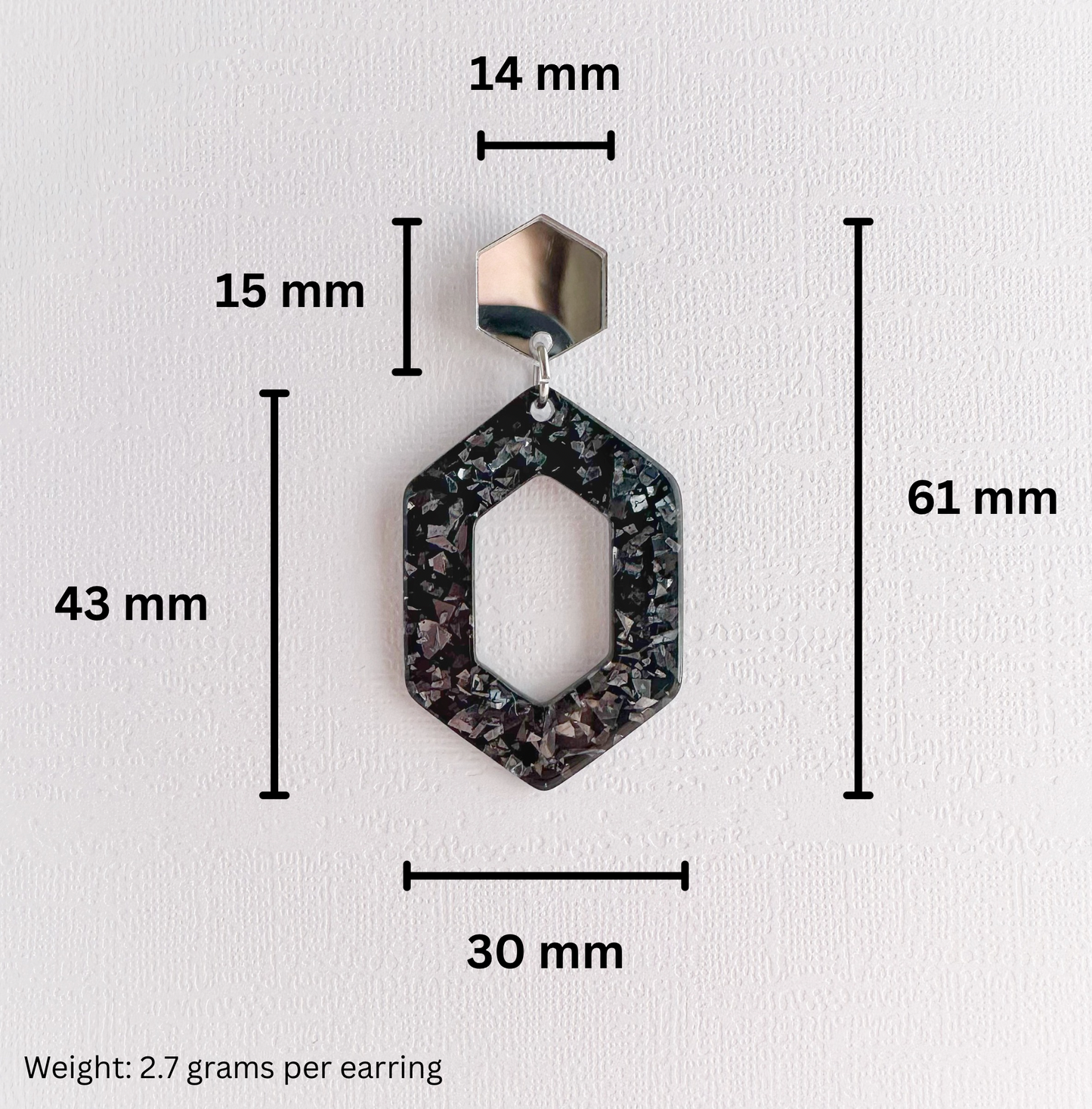Chunky Glitter Hexagon Party Dangles
