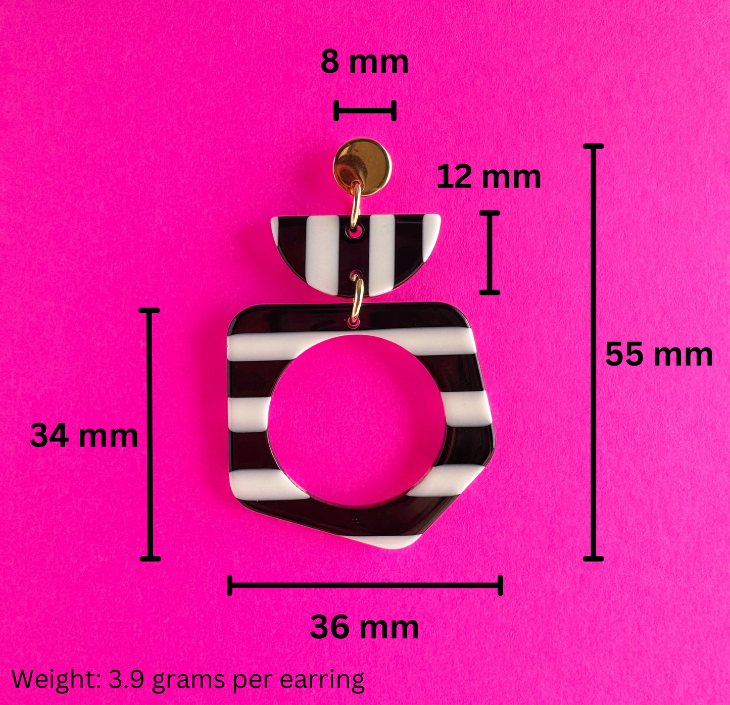 Black & White Striped Funky Dangles