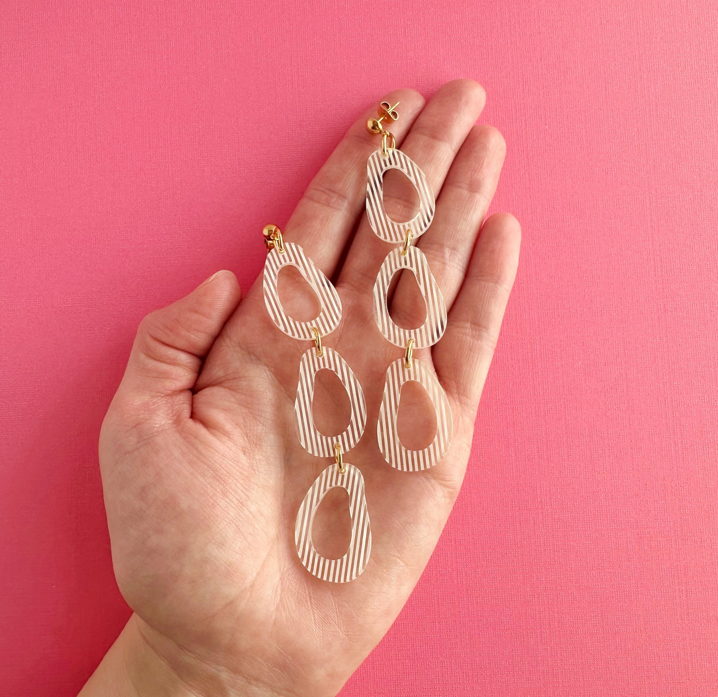 White Striped Organic Triple Teardrops