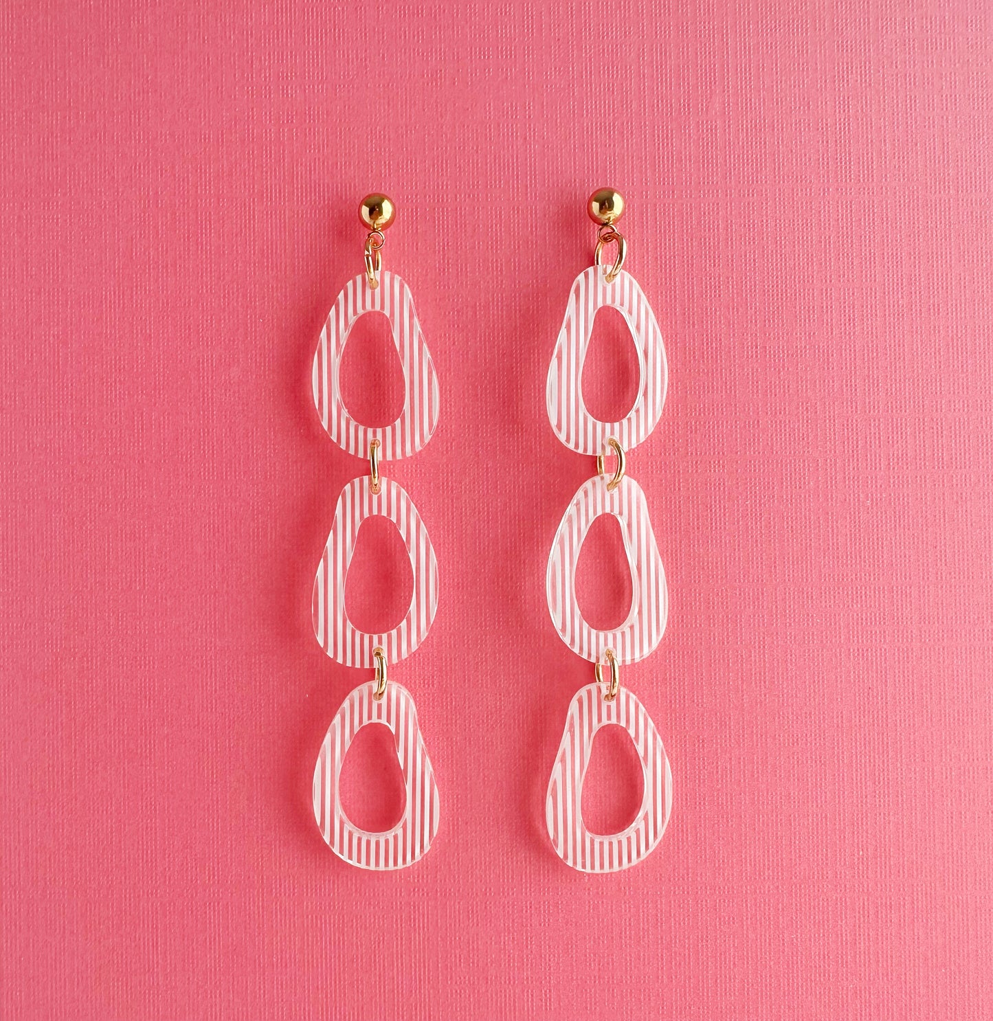 White Striped Organic Triple Teardrops