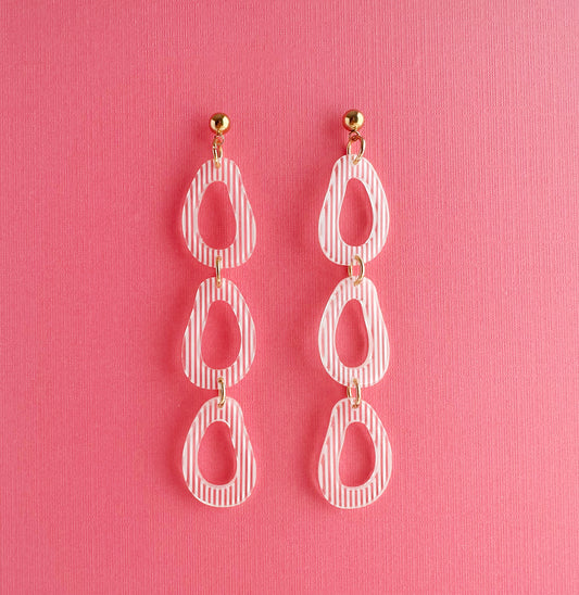White Striped Organic Triple Teardrops
