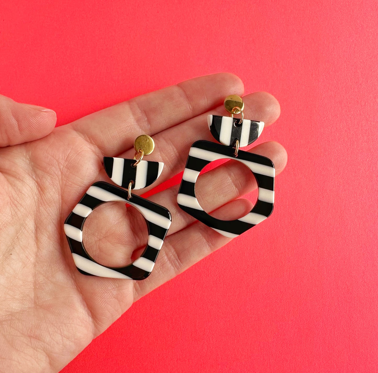 Black & White Striped Funky Dangles