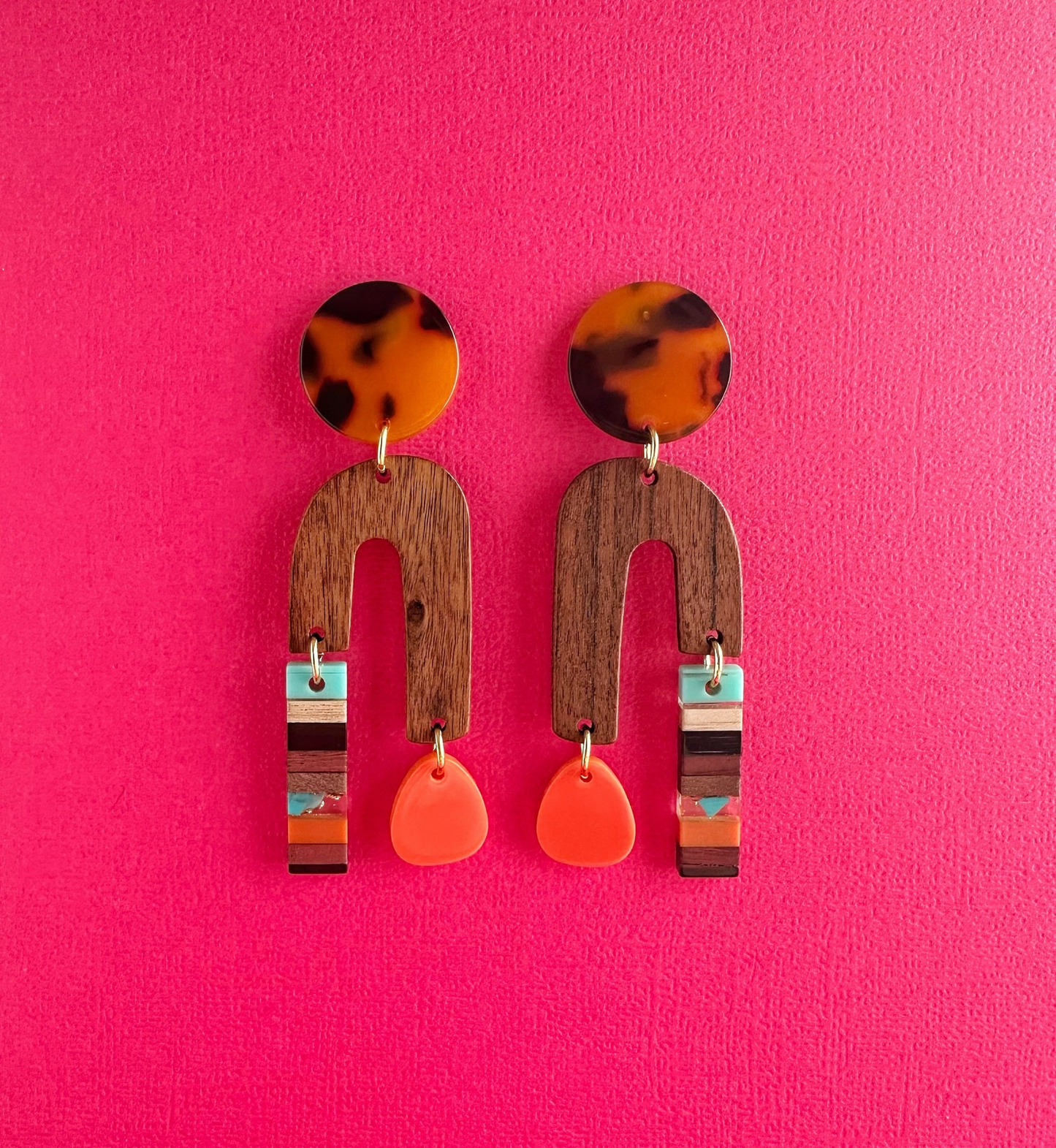 Boho Wood & Resin Arch Dangles