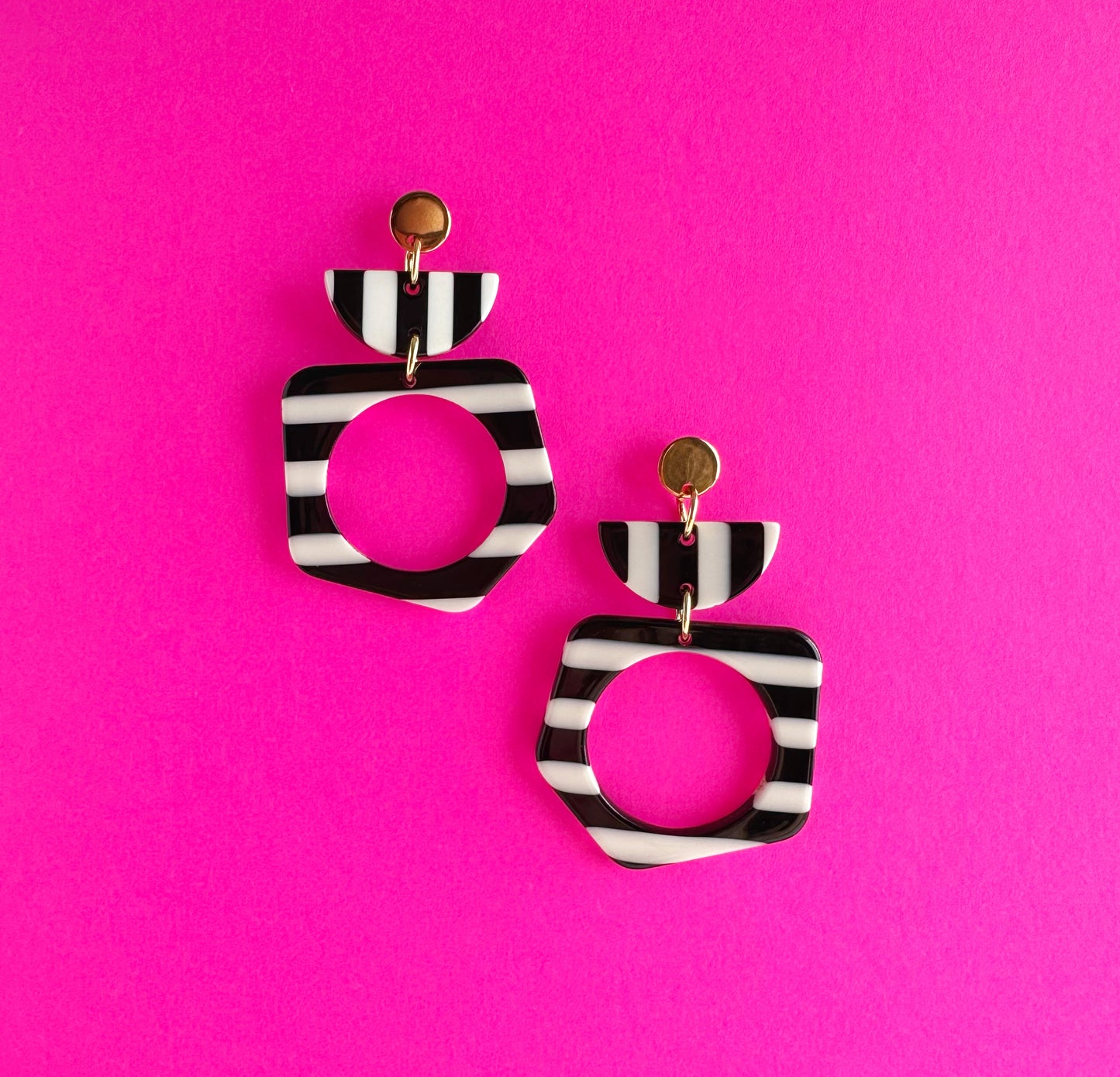 Black & White Striped Funky Dangles