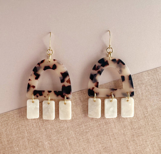 Tortoiseshell Arches with Ivory Dangles