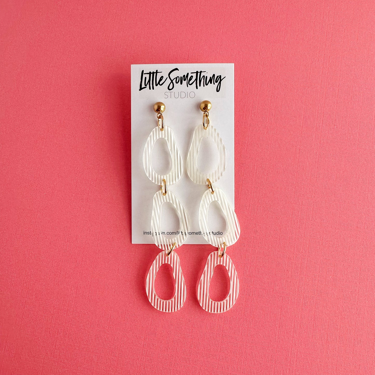 White Striped Organic Triple Teardrops
