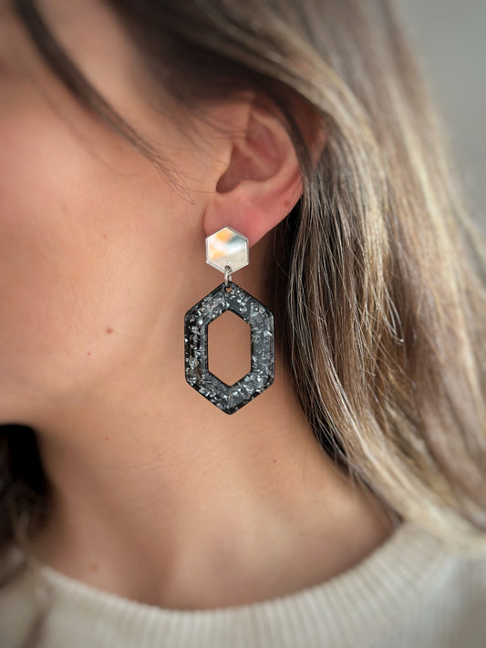 Chunky Glitter Hexagon Party Dangles
