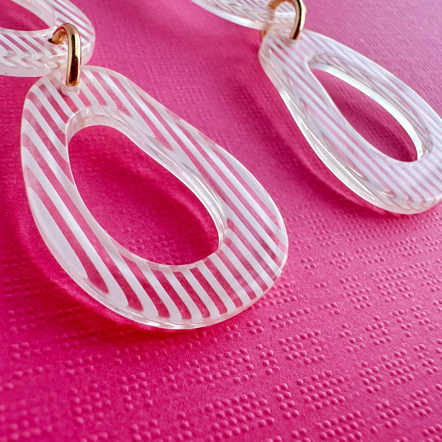 White Striped Organic Triple Teardrops