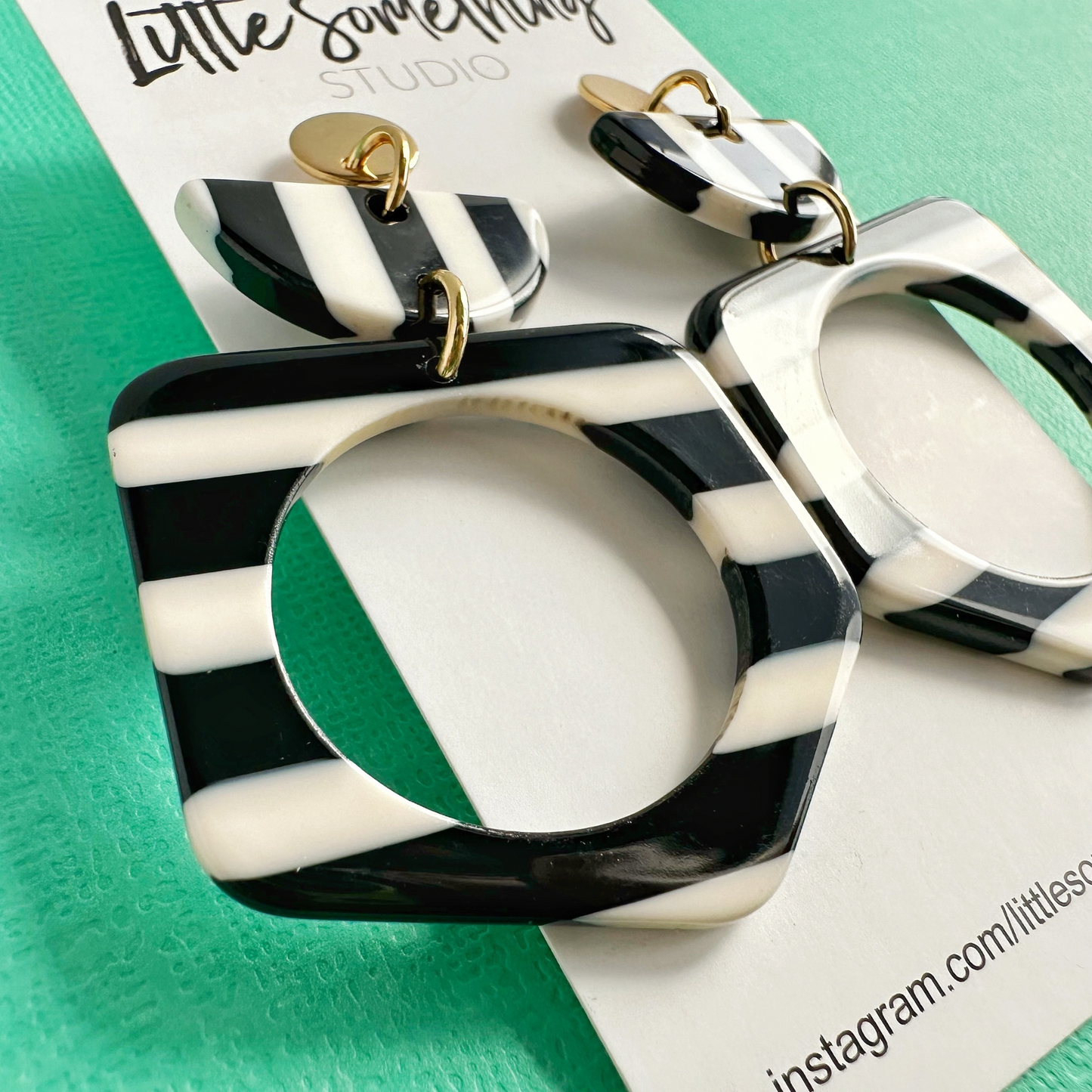 Black & White Striped Funky Dangles