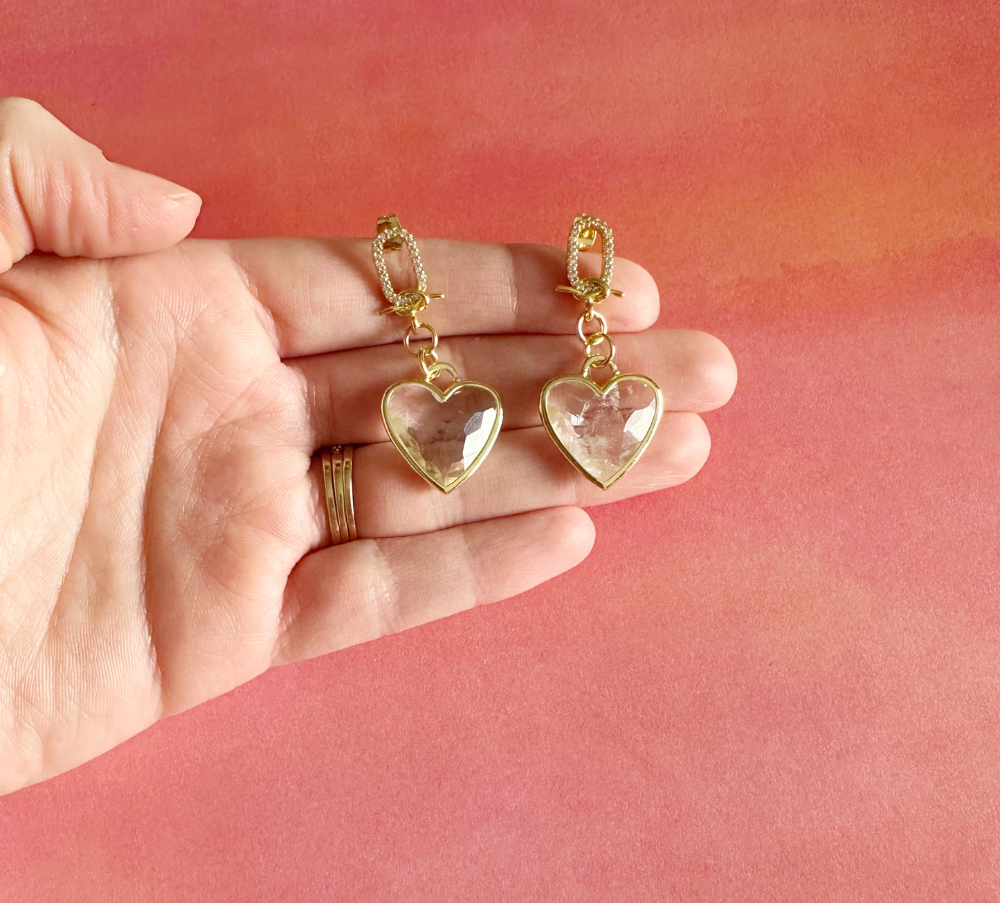 Clear Quartz Hearts