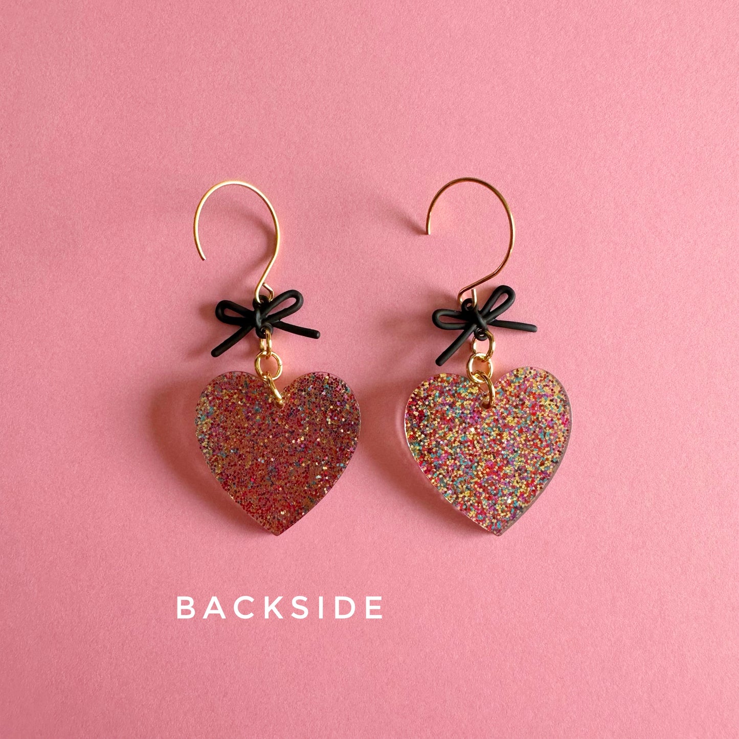 Glitter Heart & Bow Dangles