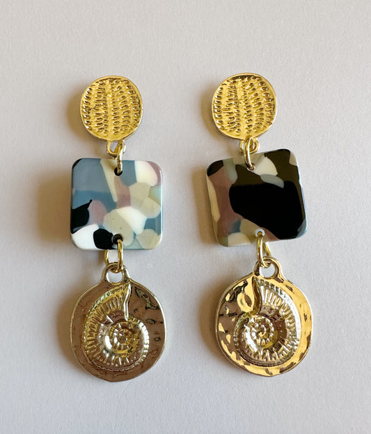 Golden Fossil Mosaic Dangles