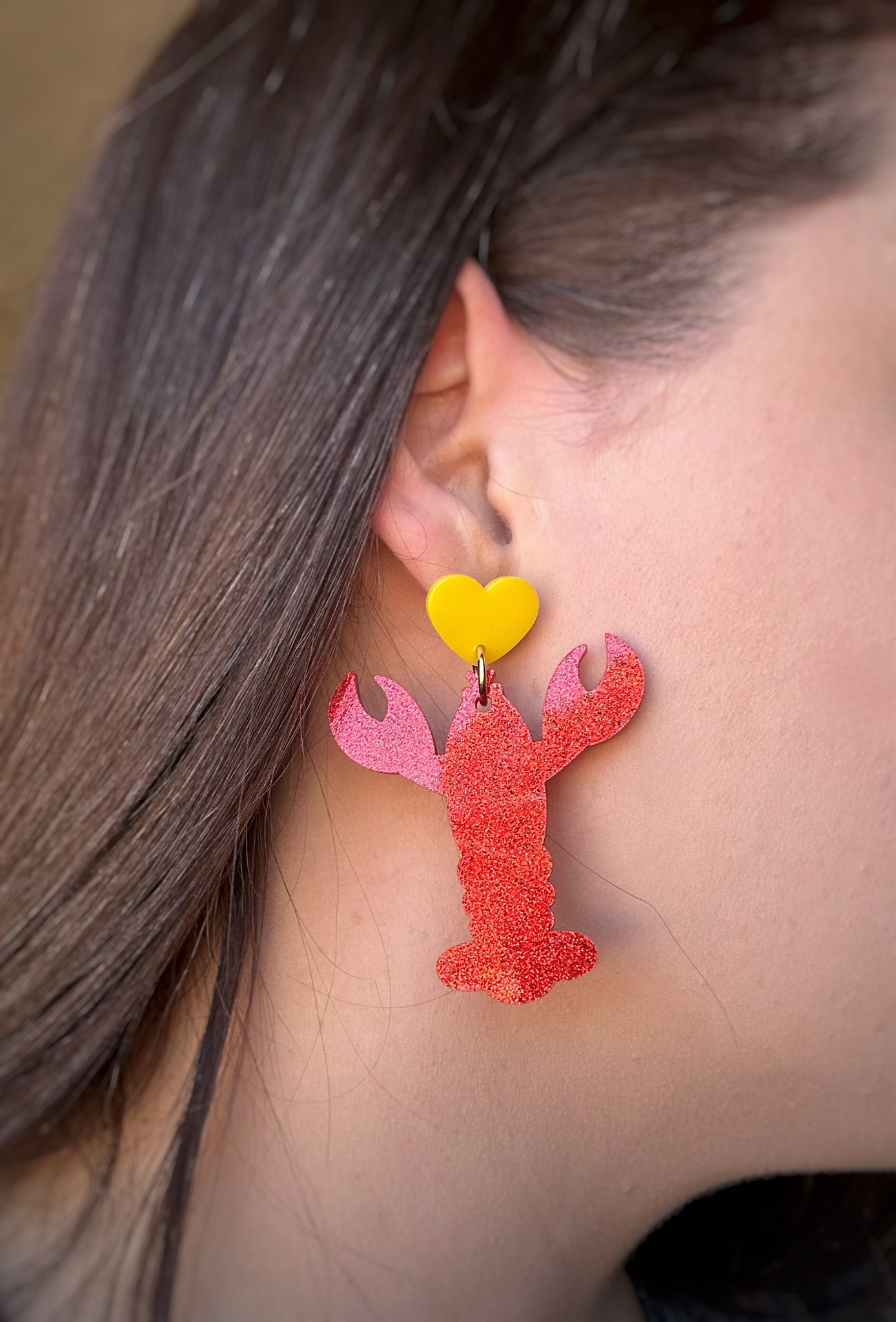 Lobster Love Glitter Dangles