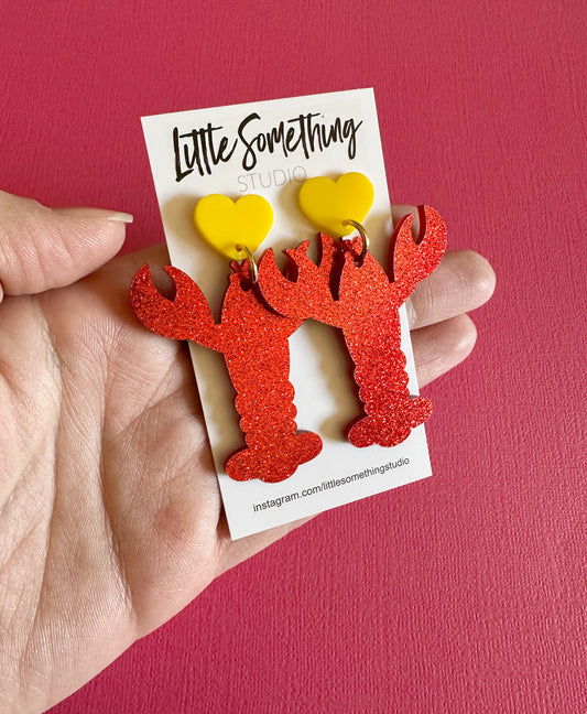 Lobster Love Glitter Dangles